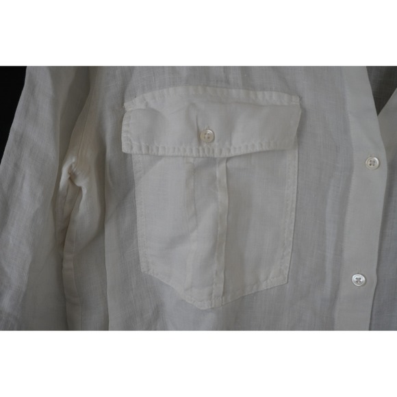 James Perse Standard White 100% Linen Roll Tab Sleeve Button Up  Shirt XL - Picture 7 of 11